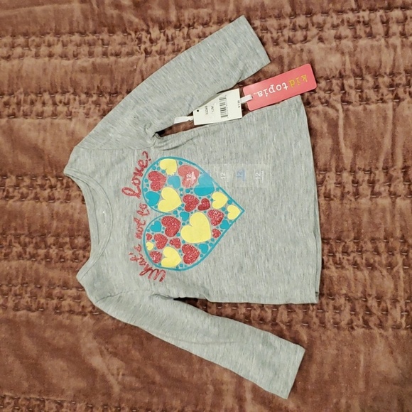 Sparkle heart long sleeve tee girl 12 months - Picture 1 of 3